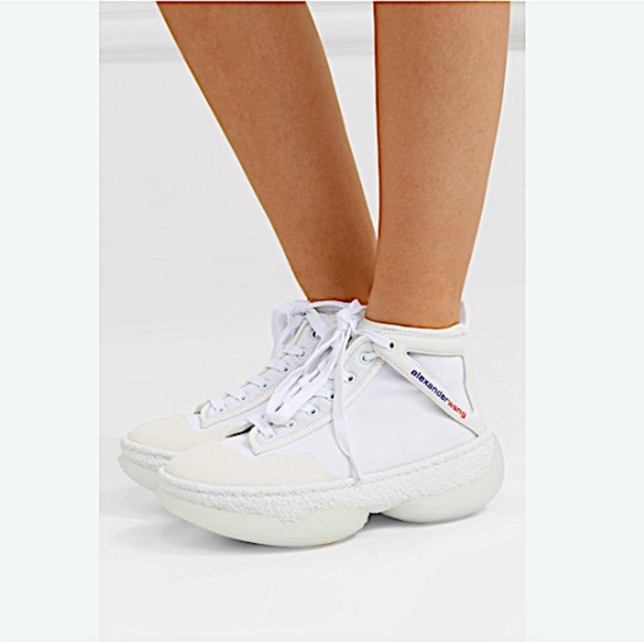 Alexander Wang White Mesh and Leather Trim A1 High Top Sneakers - Picture 4 of 8
